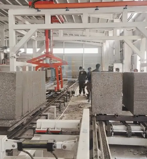 Xinjiang klant 6m mal geautoclaveerde aerated blok productielijn transformatie zelfisolatie blok project